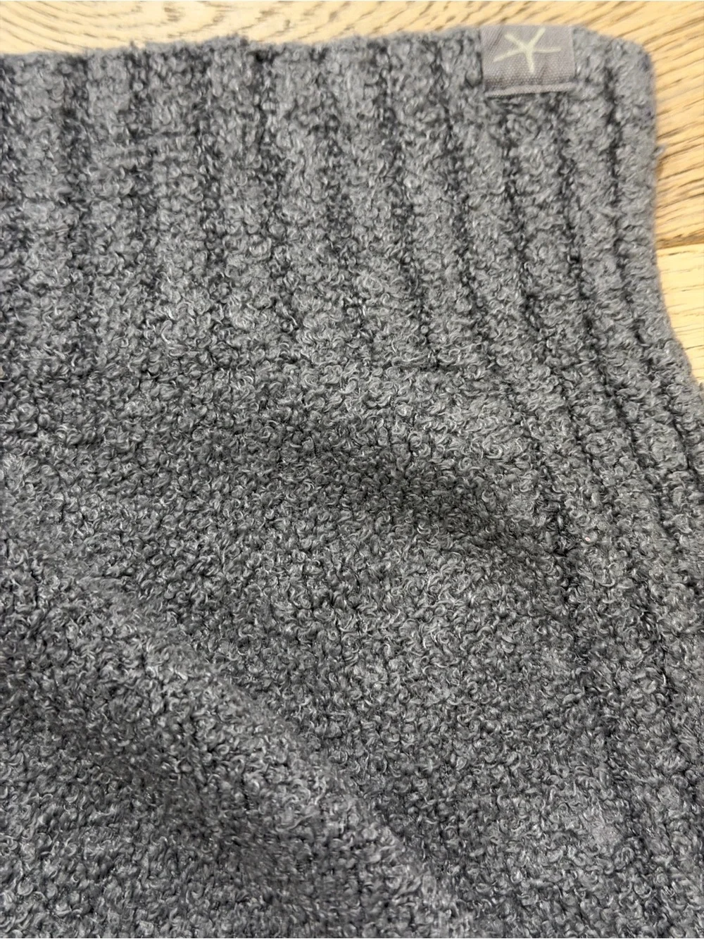 Barefoot Dreams Charcoal Knit Throw with Ribbed Edge